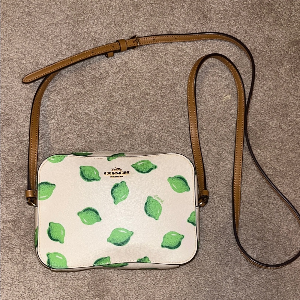 Coach Lime Print Crossbody Bag in White and Green